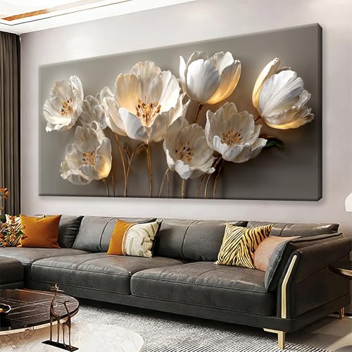 Canvas Art Wall Decor Modern Wall Art Pictures For Living Room Black And White Wall Art Artwork for Walls Floral Botanical Wall Art Canvas Prints For Wall Decor Home Office Aesthetic Wall Decor 20" X 40" - color: QLS-03G, size: 40"L x 20"W