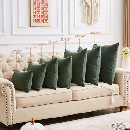 GAWAMAY Dark Green Chenille Throw Pillow Covers 18x18 Set of 4 for Couch - color: Dark Green, size: 18" x 18" (Pack of 4)