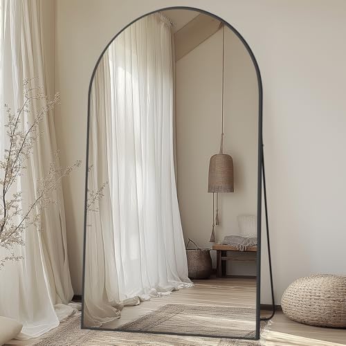 MirrMuse Oversized Arched Full Length Mirror with Stand, 82"X44", Black - color: Black-arch, size: 82"L x 44"W