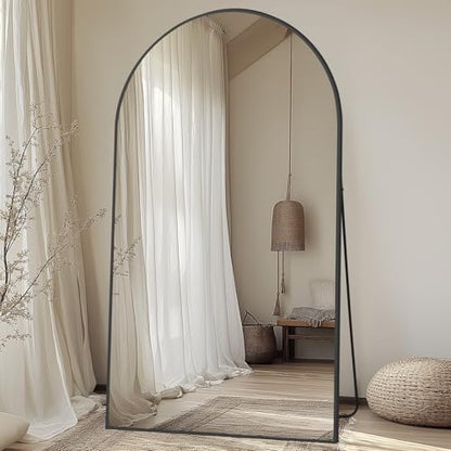 MirrMuse Oversized Arched Full Length Mirror with Stand, 82"X44", Black - color: Black-arch, size: 82"L x 44"W