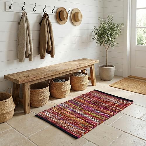 THE BEER VALLEY Chindi Woven Rug 2x3 Feet - Multi - color: Multi Cotton, size: 2 x 3 feet