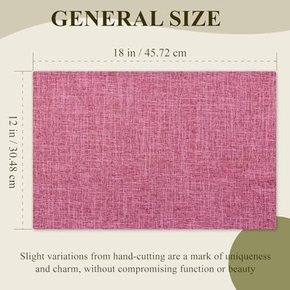 KXN Placemats Set of 4, Durable Dual-Layer Fabric Table Mats, Hot Pink - color: Hot Pink