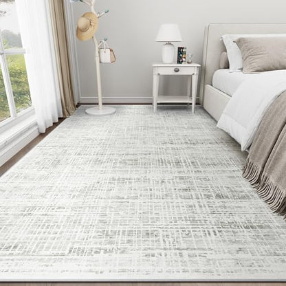 10x14 Washable Area Rug for Living Room Bedroom: Non-Slip Modern White Gray - color: White Gray, size: 10' x 14' (Rectangular)