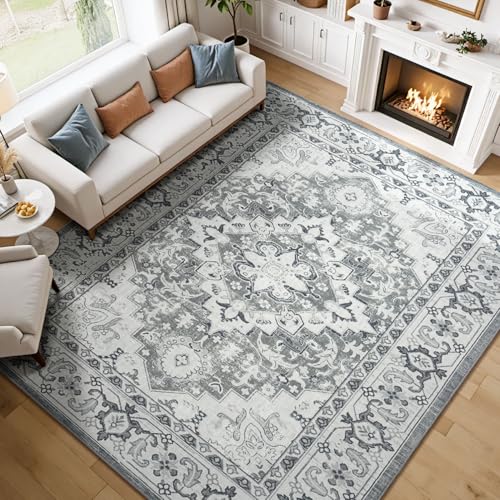 Lessymo Area Rugs 7x10 for Living Room, Washable Rugs Non-Slip, Grey White - color: Grey Beige, size: 7' x 10' (Rectangular)