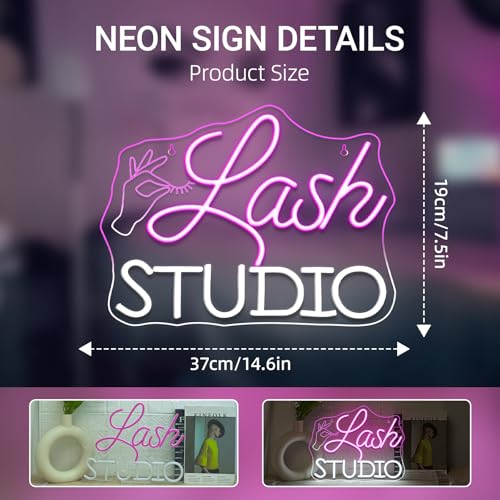 Lash Studio Neon Sign Eyelashes Room Neon Signs Lash Tech Gifts - color: Colorful-A-eyelash