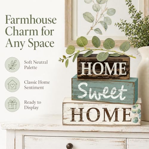 Farmhouse Tiered Tray Decor, 4pcs Home Sweet Home Table Decor - style: Homely