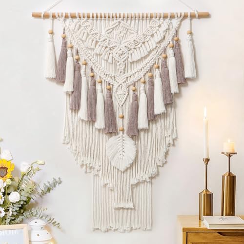 Dremisland Macrame Wall Hanging Large Boho Woven Wall Tapestry Handmade - color: Beige-Large