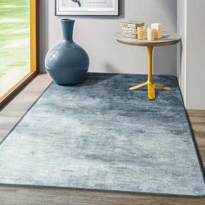 3x5 Washable Area Rug, Blue Solid Area Rugs for Living Room & Bedroom - color: Blue, size: 3' x 5' (Rectangular)