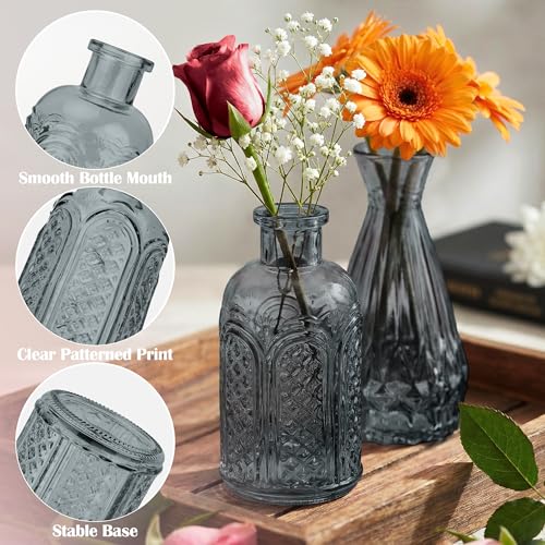 Glass Bud Vases in Bulk Small Mini Black Vase for Flowers 17pc - color: Black