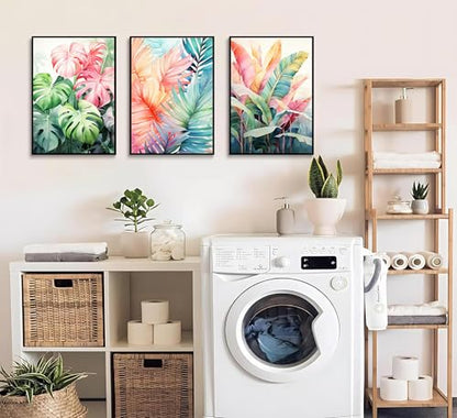 Uofnvrji 3pcs Tropical Botanical Monstera Leaves Canvas Wall Art - color: Colorful, size: 16x24 Inch Unframed