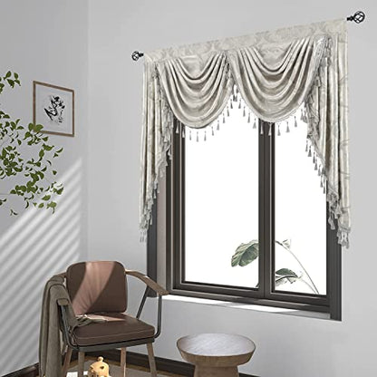Silver Grey European Flower Valances, W59 Inch, 1 Panel - size: 59"W x 48"L (Pack of 1)