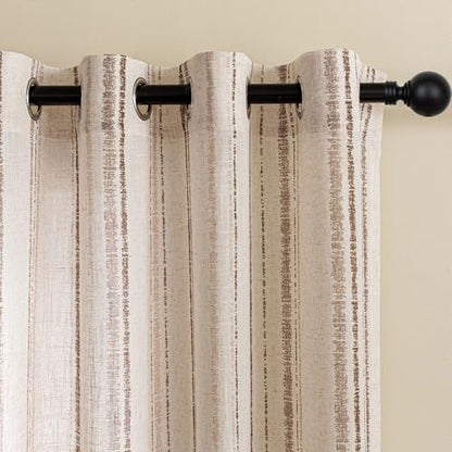 MYSKY HOME Farmhouse Striped Linen Curtains for Bedroom 52x63,2 Panels - color: Taupe, size: 52"W x 63"L (Pack of 2)