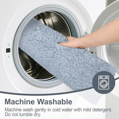 Bathroom Runner Rug 48"x24", Non Slip Long Bath Mat, Blue Grey - color: Blue Grey, size: 48" x 24" (Rectangular)