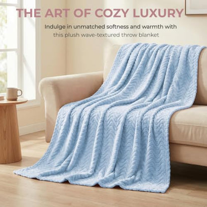 Exclusivo Mezcla Large Fleece Throw Blanket for Couch, Sofa, Light Blue - color: Light Blue, size: Throw ( 50x70 IN )