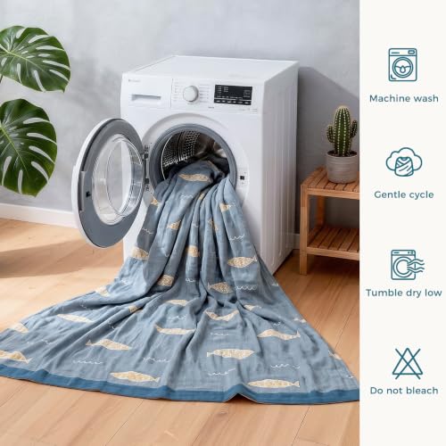 LUTBM Boho Throw Blanket for Bed 60"x80", 100% Cotton Soft Couch Blankets - color: Animal-fish, size: 60"×80"