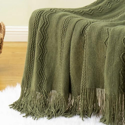 BATTILO HOME Olive Green Throw Blanket for Couch, 50"x60" - color: Army Green, size: 50 x 60 in.
