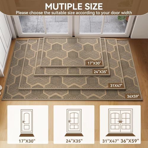 Outdoor Door Mat for Outside/Indoor Dirt Resistant Brown 17''x30'' - color: B- Brown, size: 17"x30"