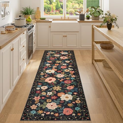DUKINO 2x7 Runner Rug for Hallway, Washable Runner Rug Non Slip, Black - color: Black, size: 2' x 7' (Rectangular)