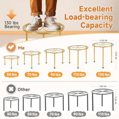 Amaoot 5 Pack Metal Plant Stand, Iron Plant Stands for Indoor and Outdoor - color: Gold