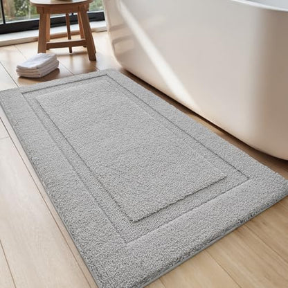 LUMI Ultra Soft Bathroom Rugs Absorbent, Non Slip Bath Mat 24x36, Grey - color: Grey, size: 24" X 36"