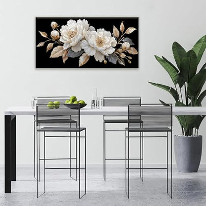 Elegant White Flower Wall Art Prints 20"x40" Canvas Wall Art For Bedroom - color: HX7D, size: 40"L x 20"W