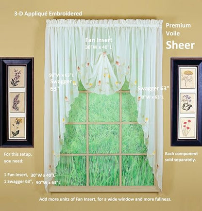 Today's Curtain,Vineyard 3-D Appliqué,Swag 38", Ecru, 60" W x 38" L - color: Ecru, size: 60"W x 38"L (Pack of 1)