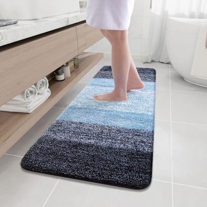 Arotive Microfiber Bathroom Rugs, Shaggy Soft Absorbent Bath Rug, 59x20 - color: Blue, size: 59" X 20"