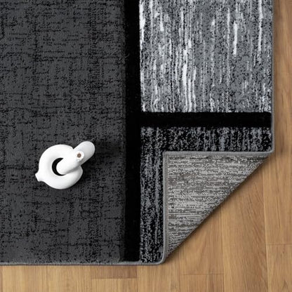 Modern 6x9 Grey Geometry Living Room Rug - Area Rugs for Living Room Dining & Bedroom - Hand Carved Runner Carpet - Durable Polyester - Non-Fade Stain-Resistant - Turkish Made - color: Grey, size: 6' x 9' (Rectangular)