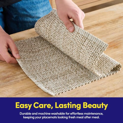 Sweet Home Collection 100% Cotton Placemats for Dining Room Rectangle Two Tone Woven Fabric 13" x 19" Soft Durable Table Mat Set, Set of 4, Eggshell - color: Eggshell, size: Rectangle 13" x 19"