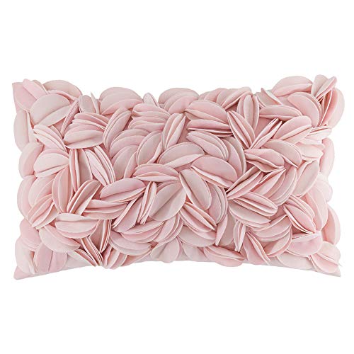 KINGROSE 3D Flower Throw Pillow Cover, 12 X 20 Inches, Velvet, Pink - color: Pink - Velvet