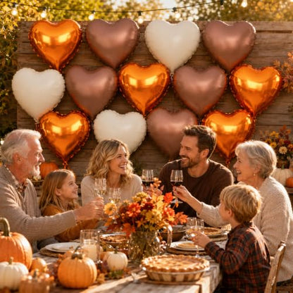 Orange White Brown Heart Balloons,12Pcs 18Inch Heart Shaped Balloons - color: Orange White Brown