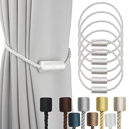 Magnetic Curtain Tiebacks Holdbacks Decorative Tie Backs for Windows Porlau - color: White