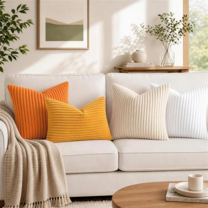 Simmore Fall Soft Cream White Flannel Throw Pillow Covers 18X18 Set of 2 - color: Cream White, size: 18" x 18" (Pack of 2)