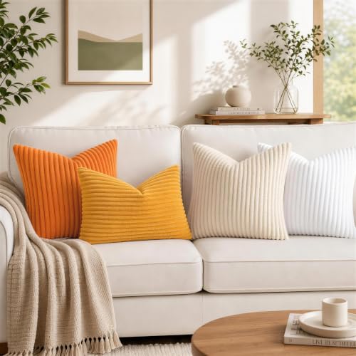 Simmore Fall Soft Cream White Flannel Throw Pillow Covers 18X18 Set of 2 - color: Cream White, size: 18" x 18" (Pack of 2)