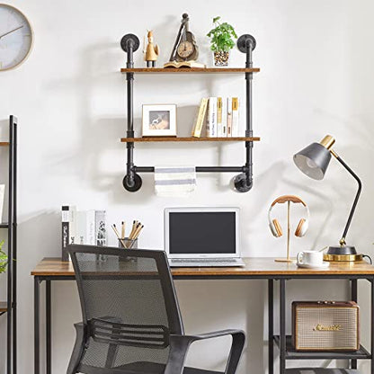 IBUYKE 2-Tiers Industrial Pipe Shelves with Towel Bar RF-TM014 - size: 2 Tier with Tower Bar