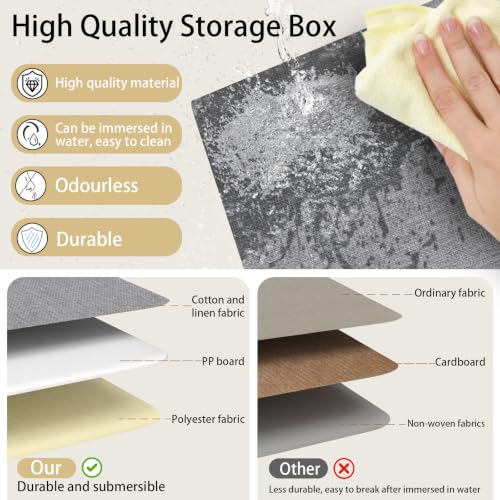 Yawinhe Fabric Storage Boxes with Lids,White/Grey,15.0x9.8x9.8in,1-Pack - color: White/Grey, size: L/(1 Pack)
