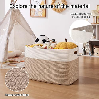 OIAHOMY 108L Extra Large Blanket Basket Dog Toy Basket Brown/White - color: Brown/White