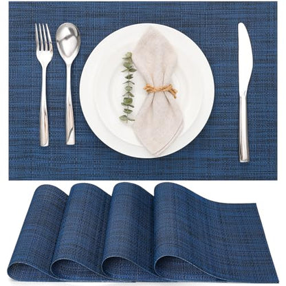 Myir JUN Placemats Set of 4 Kitchen and Dining Table Placemats - color: Dark Blue, size: Set of 4