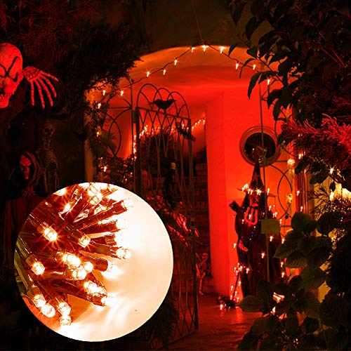 HOME LIGHTING 66FT 200 LED Halloween String Lights, Plug in Green Wire String Light, 8 Lighting Modes Waterproof Fairy Mini Lights for Indoor Outdoor Christmas Wedding Party Decorations (Orange) - color: Orange