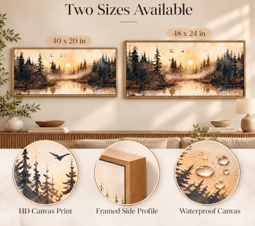 Large Framed Forest Nature Landscape Canvas Wall Art 40x20 in - color: Large Landscape, size: 40"L x 20"W