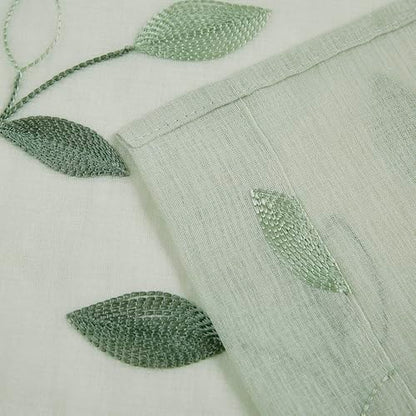Bujasso Embroidered Leaf Sheer Curtains, Sage Green 38" Wx96 Lx2 - color: Sage Green, size: 38"W x 96"L (Pack of 2)