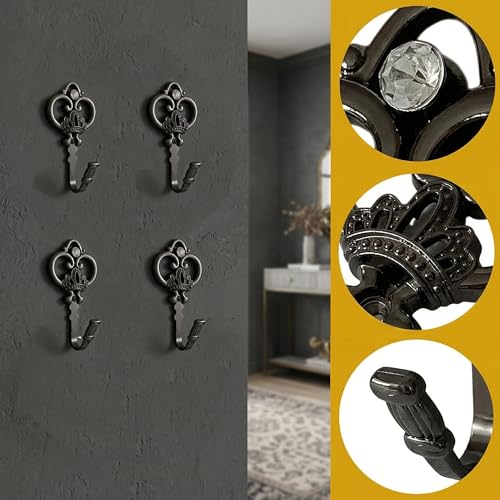 4 Pack Gunmetal Crown Curtain Holdbacks, Heavy Duty Metal Wall Hooks for Hanging Drapes, Coats, Hats & Towels, Vintage Rustic Decor for Living Room, Bedroom, Entryway - color: Gunmetal, size: 4PCS