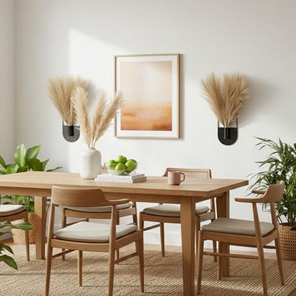 2 Pcs Boho Wall Decor Hanging Planters with Artificial Pampas - color: Black - Pampas