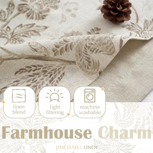 jinchan Floral Valance Curtain Linen 16 Inch Farmhouse 1 Panel Taupe - color: Jacobean | Taupe, size: 50"W x 16"L (Pack of 1)