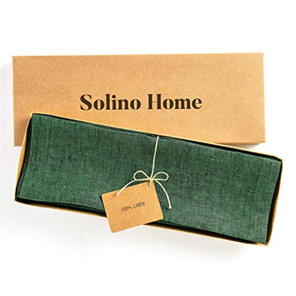 Solino Home 100% 순수 리넨 플레이스 매트 그린, 아테나 35.6 x 35.6cm(14 x 14인치), 4개 세트 - color: 26: 포레스트 그린, size: 14" X 14" (Set of 4)