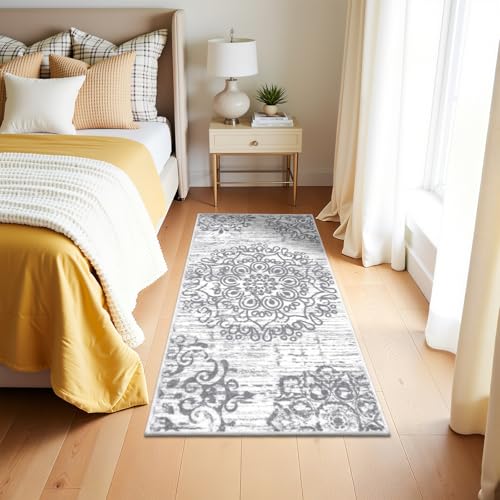 HEBE Hallway Runner Rug 2'x4', Washable Non Slip Kitchen Rug Runner - color: Grey, size: 2' x 4' (Rectangular)