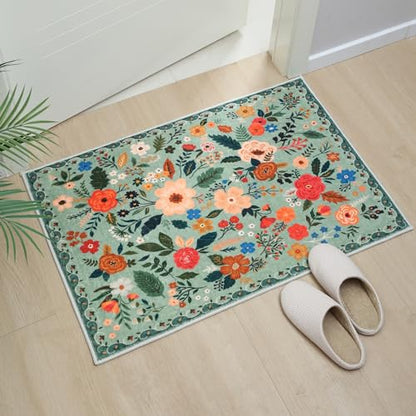 Rugcomf Door Mat 2x3 Area Rug Washable, Green - color: Green, size: 2' x 3' (Rectangular)