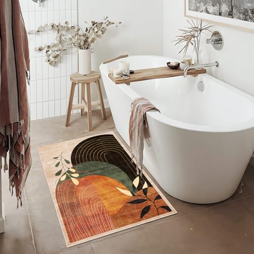 MUJOO 2x3 Washable Rug Small Area Rugs Non Slip Mid Century Modern - color: Terracotta（modern）, size: 2' x 3' (Rectangular)