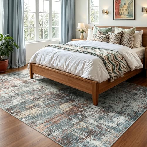 5x7 Area Rugs for Living Room Bedroom, Washable Non Slip Red Rug - color: Red, size: 5' x 7' (Rectangular)