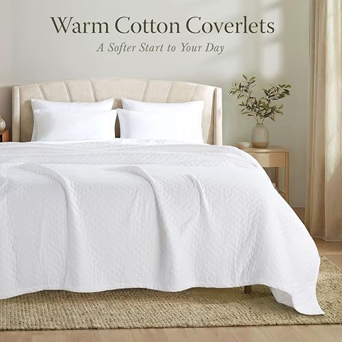 Threadmill Cotton King Coverlet Blanket, Jacquard, White,Long-Staple Cotton - color: Classic White, size: King / Cal King